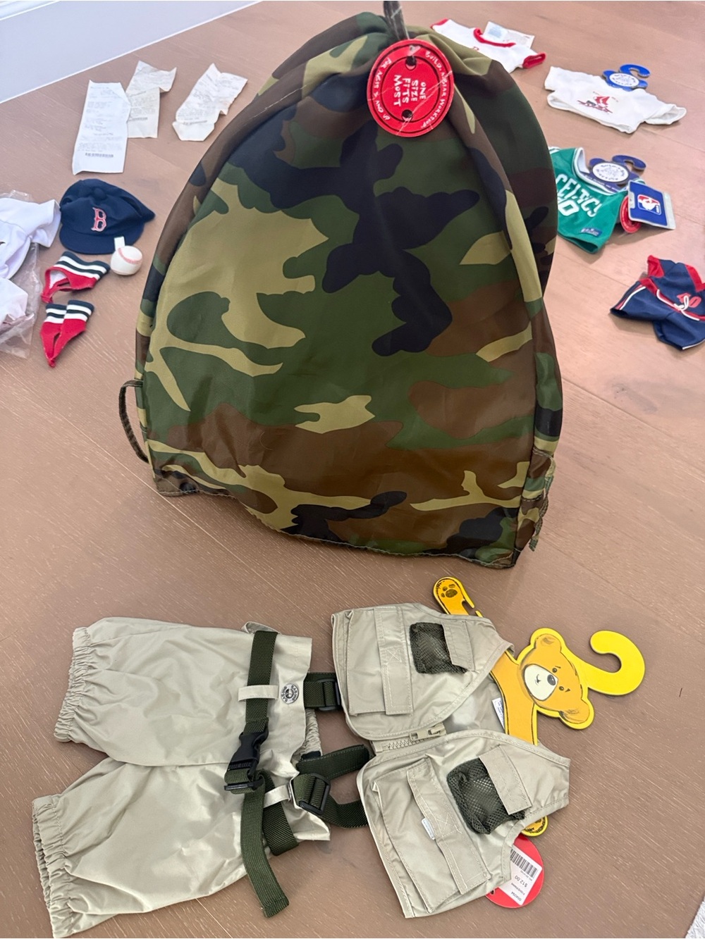 Kids Camo Build-A-Bear Safari Beige Adventure Vest Set with tent